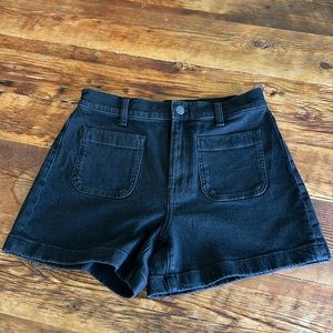 NWT Madewell black Denim Emmett Short: Patch Pocket Edition. Size 27